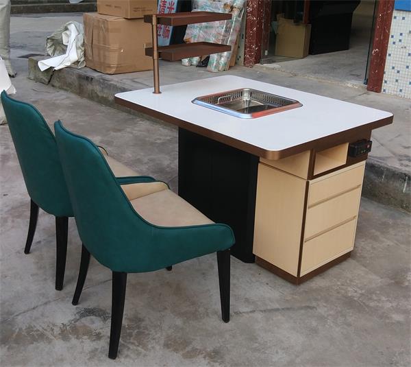 海底撈不鏽（xiù）鋼封邊大理石台麵無煙火鍋桌子