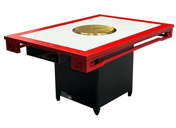 火鍋店中式複古實木封邊（biān）大理石無煙淨化火鍋桌