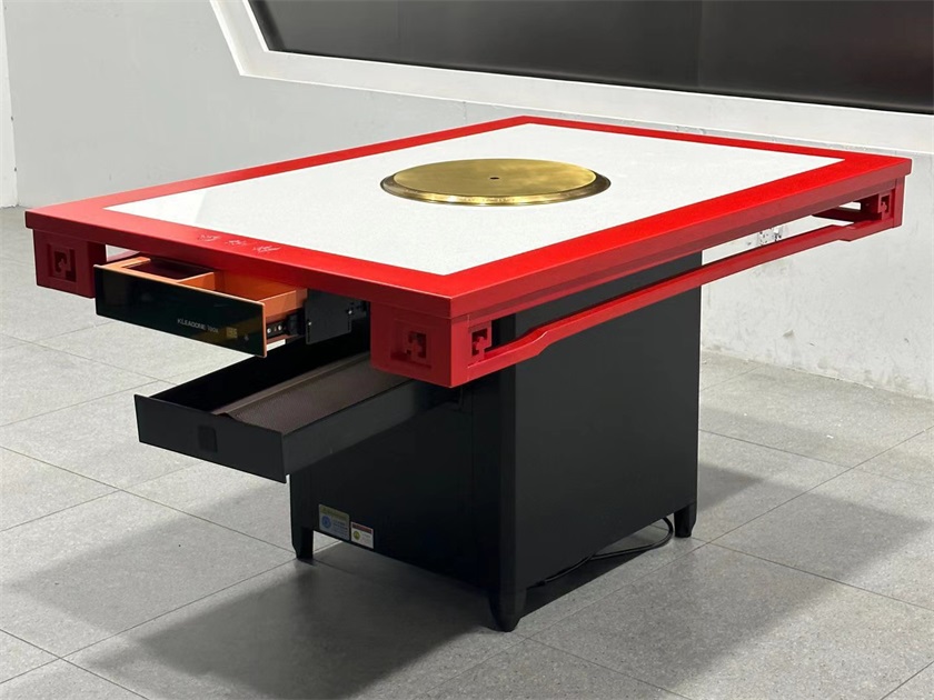 火鍋（guō）店中式複古實木封邊大理石無煙淨化火鍋桌