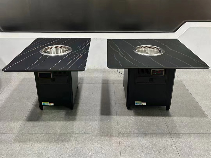 自（zì）助火鍋餐廳岩板智能無煙（yān）淨化火鍋桌