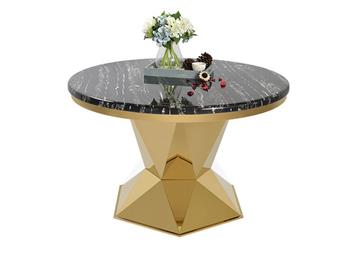 歐式簡約現代圓（yuán）形不鏽鋼餐桌（zhuō） 大理石餐桌