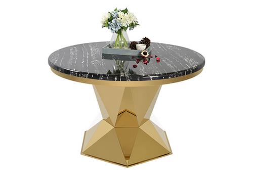 歐式簡約現代圓形不(bú)鏽鋼餐桌 大理石餐桌