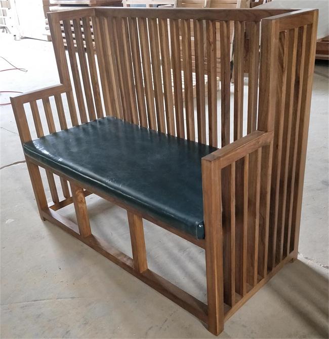 中式簡約實木西餐廳卡座(zuò)