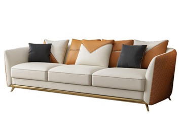 西餐（cān）廳美（měi）式簡約現代不鏽鋼皮革（gé）沙（shā）發