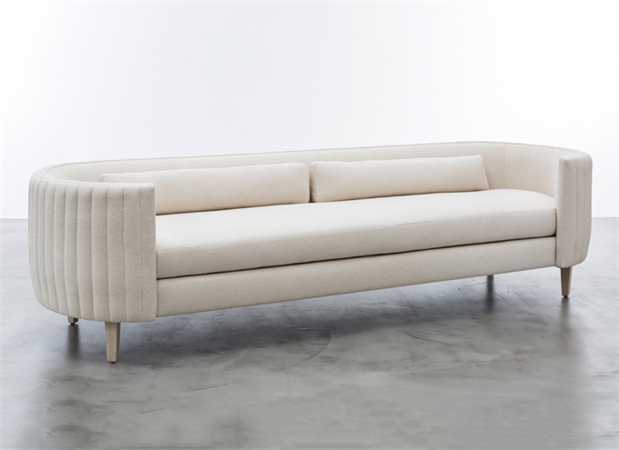 定製西餐廳複（fù）古真皮雙麵卡座沙發