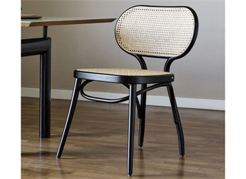 西餐廳咖啡（fēi）廳現代創意休閑實（shí）木靠背（bèi）藤編（biān）椅