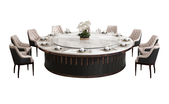 酒店宴會廳不鏽鋼大理石餐桌