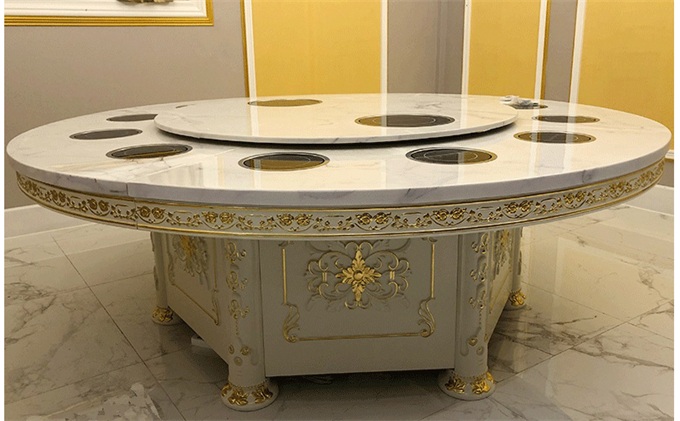 歐式火鍋店電（diàn）磁爐雙層大理（lǐ）石一（yī）人一鍋火鍋桌（zhuō）