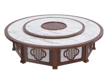 酒樓宴會（huì）廳新中式大理石電動餐（cān）桌大圓（yuán）桌