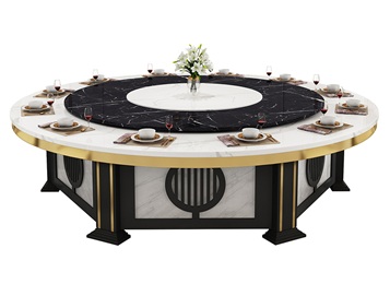 酒（jiǔ）樓包廂（xiāng）新中式大（dà）理（lǐ）石（shí）餐飲電動（dòng）餐（cān）桌