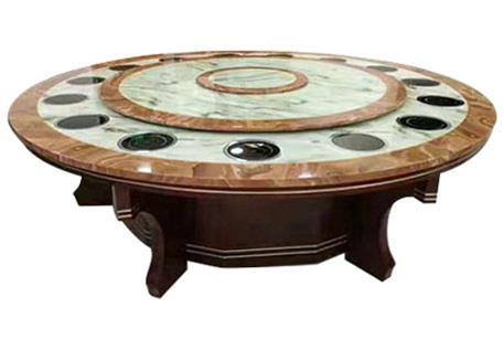 酒店電動餐桌_大理石(shí)電磁爐一人一鍋圓桌