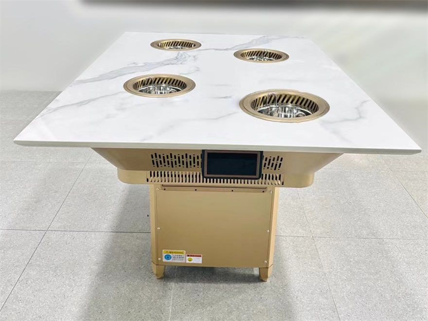 鋼化玻璃火鍋圓桌1.2米轉（zhuǎn）盤電磁爐一人一鍋（guō）火鍋桌子