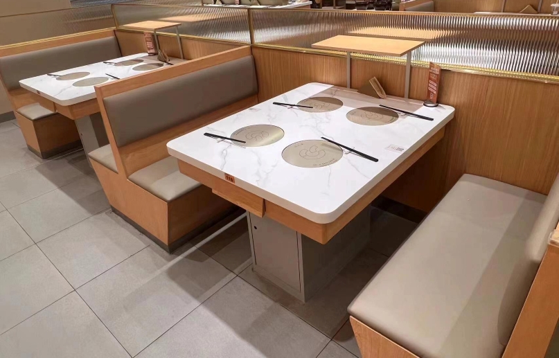 自助火鍋店一人一鍋大理(lǐ)石小火鍋桌