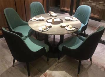 酒（jiǔ）樓會所包房高檔大理石圓形餐桌椅