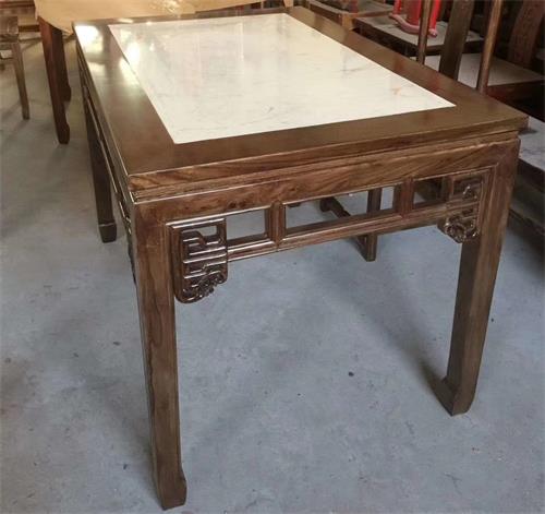 酒樓飯（fàn）店（diàn）湘菜川菜館實木邊框（kuàng）鑲嵌大理石中式餐桌