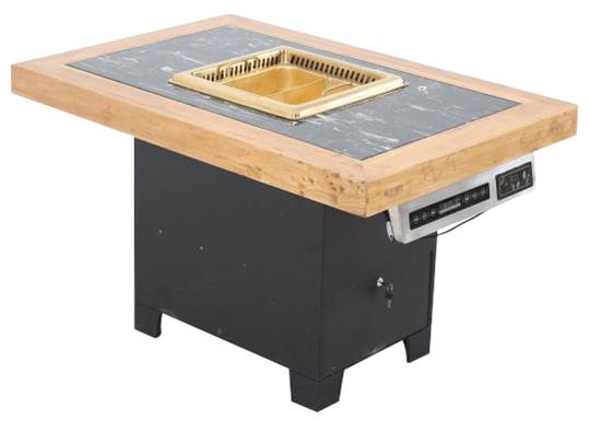 實木邊框鑲嵌大理石無煙火鍋桌（zhuō）