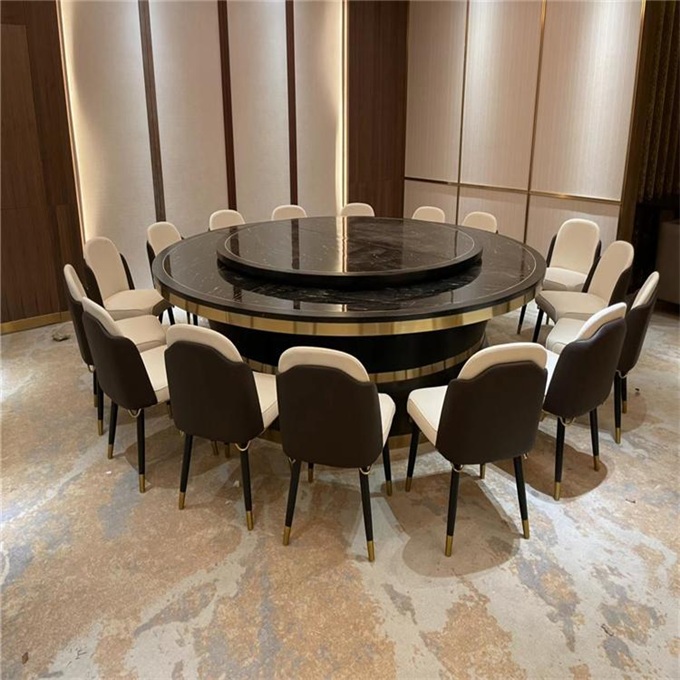 酒店包房十六人位大理石電動大圓（yuán）桌