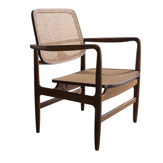 餐廳新中式實木藤編靠背椅（yǐ）