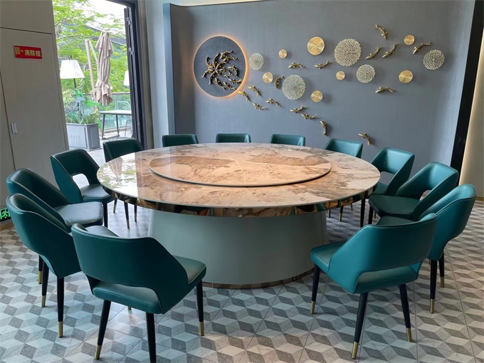 會所大（dà）理石電動（dòng）餐桌