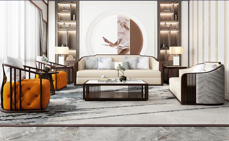 會所大廳新（xīn）中式沙發